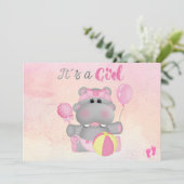 女の子ヒッポベビーシャワー招待状 招待状 (スタンド正面)