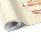 女の子ビキニの上のクラシックな50年代のヴィンテージPin ラッピングペーパー (ロールコーナー)