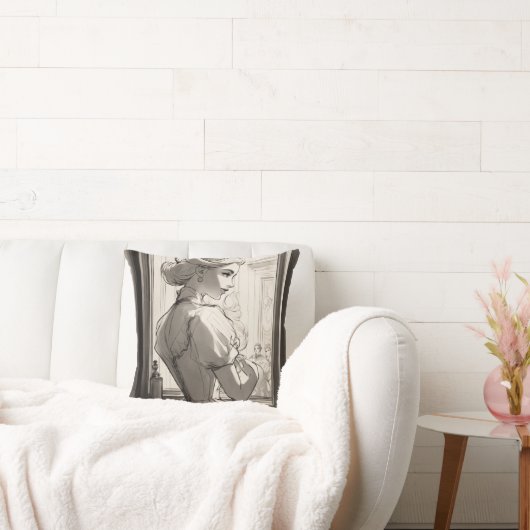 女の子ビクトリアンが鏡装飾用クッションを越える クッション (ソファ)