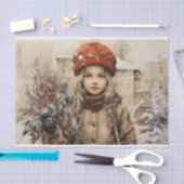 女の子ビクトリアンのデカップクリスマス 薄葉紙 (クラフト)