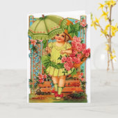 女の子ビクトリアンバラノートカード カード (黄色い花)