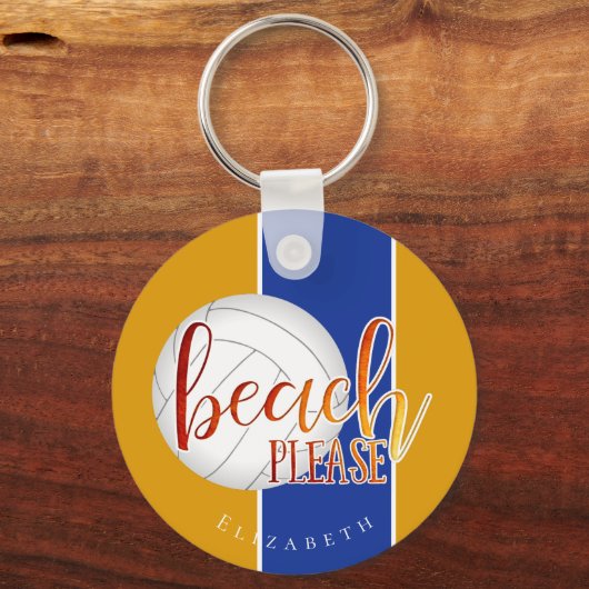女の子ビーチお願いバレーボールkeychain w name キーホルダー (正面)