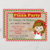 女の子ピザパーティの招待状 招待状 (正面/裏面)