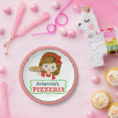 女の子ピザパーティーの紙皿 ペーパープレート (パーティー)