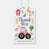 女の子ピンクありがとうファーム赤ちゃんシャワーの好意 ギフトタグ (正面)