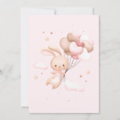 女の子ピンクあるバニーは1つ！バニー1歳の誕生日 招待状 (裏面)