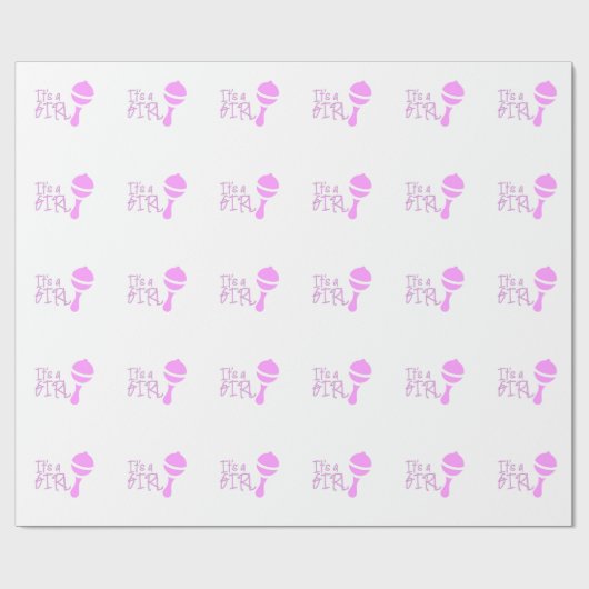 女の子ピンクかわいいベビーかわいいガーリー赤ちゃんシャワー ラッピングペーパー (フラット)