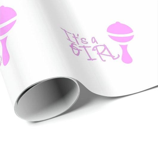 女の子ピンクかわいいベビーかわいいガーリー赤ちゃんシャワー ラッピングペーパー (ロールコーナー)