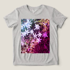 女の子ピンクと白の花 トライブレンドTシャツ