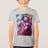 女の子ピンクと白の花 トライブレンドTシャツ (正面)