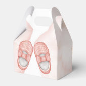 女の子ピンクと金ゴールドの赤ちゃんシャワーのお願いボックス フェイバーボックス (裏面サイド)