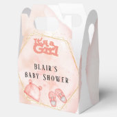 女の子ピンクと金ゴールドの赤ちゃんシャワーのお願いボックス フェイバーボックス (オープン)