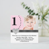 女の子ピンクと黒の誕生日パーティー 招待状 (スタンド正面)