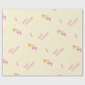 女の子ピンクのガラガラ風船のための赤ちゃんシャワー ラッピングペーパー (フラット)