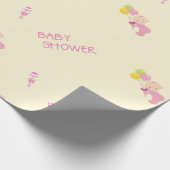 女の子ピンクのガラガラ風船のための赤ちゃんシャワー ラッピングペーパー (角)