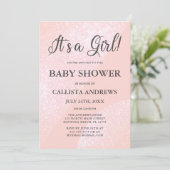 女の子ピンクのグリッター幾何学的な赤ちゃんシャワー 招待状 (スタンド正面)