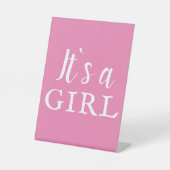女の子ピンクのタイポグラフィベビーシャワー 台座サイン (正面)