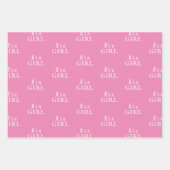 女の子ピンクのタイポグラフィ女の子ベビーシャワー ラッピングペーパーシート (正面2)