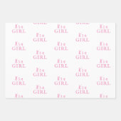 女の子ピンクのタイポグラフィ女の子ベビーシャワー ラッピングペーパーシート (正面)