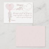 女の子ピンクのハートバルーンベビーシャワーおむつ エンクロージャーカード (正面/裏面)