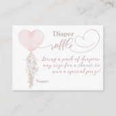 女の子ピンクのハートバルーンベビーシャワーおむつ エンクロージャーカード (正面)