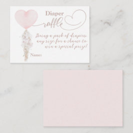 女の子ピンクのハートバルーンベビーシャワーおむつ エンクロージャーカード