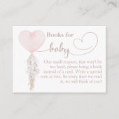 女の子ピンクのハートバルーンベビーシャワーの本だ エンクロージャーカード (正面)