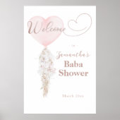 女の子ピンクのハートバルーンベビーシャワーへようこそ ポスター (正面)