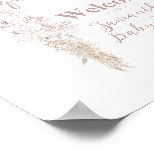 女の子ピンクのハートバルーンベビーシャワーへようこそ ポスター (角)