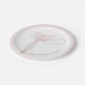 女の子ピンクのハートバルーンベビーシャワー ペーパープレート (アングル)