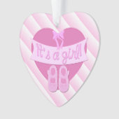 女の子ピンクのハート弓靴ベビーガールシャワー オーナメント (正面)