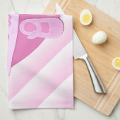 女の子ピンクのハート弓靴ベビーガールシャワー キッチンタオル (四つ折り)