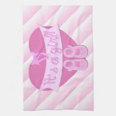 女の子ピンクのハート弓靴ベビーガールシャワー キッチンタオル (縦)