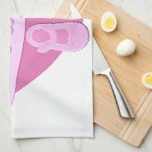 女の子ピンクのハート弓靴ベビーガールシャワー キッチンタオル (四つ折り)