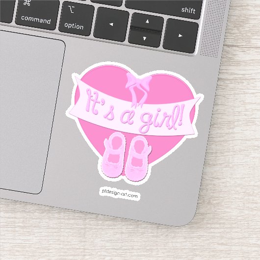 女の子ピンクのハート弓靴ベビーガールシャワー シール (詳細)