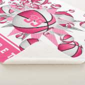 女の子ピンクのバスケットボールパーソナライズされた星 シェルパブランケット (3/4)