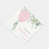 女の子ピンクのバルーン女の子の赤ちゃんシャワー緑 スタンダードランチョンナプキン (角)