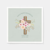 女の子ピンクのフローラバウティゾバティスバティスバウティスモ名 スタンダードカクテルナプキン (正面)