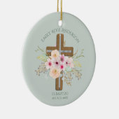 女の子ピンクのフローラバウティゾバティスバティスバウティスモ名 セラミックオーナメント (右)