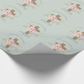 女の子ピンクのフローラバウティゾバティスバティスバウティスモ名 ラッピングペーパー (角)