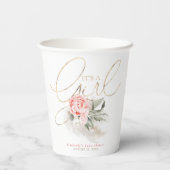 女の子ピンクのフローラパンパスグラス赤ちゃんシャワー 紙コップ (裏面)