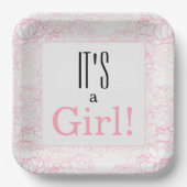 女の子ピンクのフローラ ペーパープレート (正面)