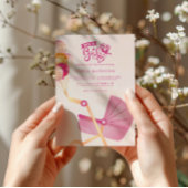 女の子ピンクのベビーカーの赤ちゃんシャワー 招待状