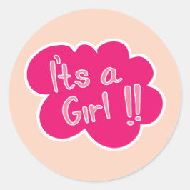 女の子ピンクのベビーガールシャワーだ ラウンドシール