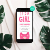 女の子ピンクのベビー用ビブベビーシャワー 招待状