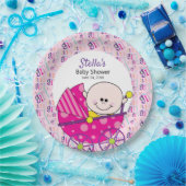 女の子ピンクのベビー車用ベビーシャワー ペーパープレート (パーティー)