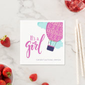 女の子ピンクのホットエアバルーン赤ちゃんシャワー スタンダードカクテルナプキン (インサイチュ)