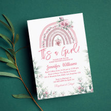 女の子ピンクのボホフローラの赤ちゃんシャワーレインボー