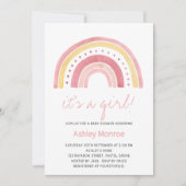 女の子ピンクのレインボーベビーシャワー招待状 招待状 (正面)