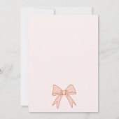 女の子ピンクの弓と赤ちゃんシャワー用の花 招待状 (裏面)